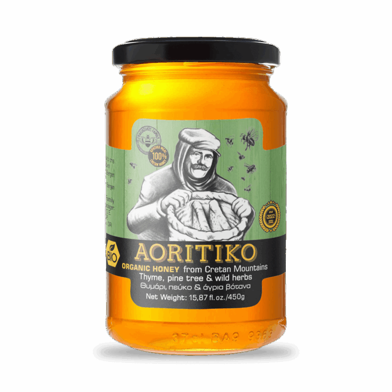 AORITIKO - BIO - 100% Κρητικό μέλι, Θυμάρι, Πεύκο & άγρια βότανα - 450gr