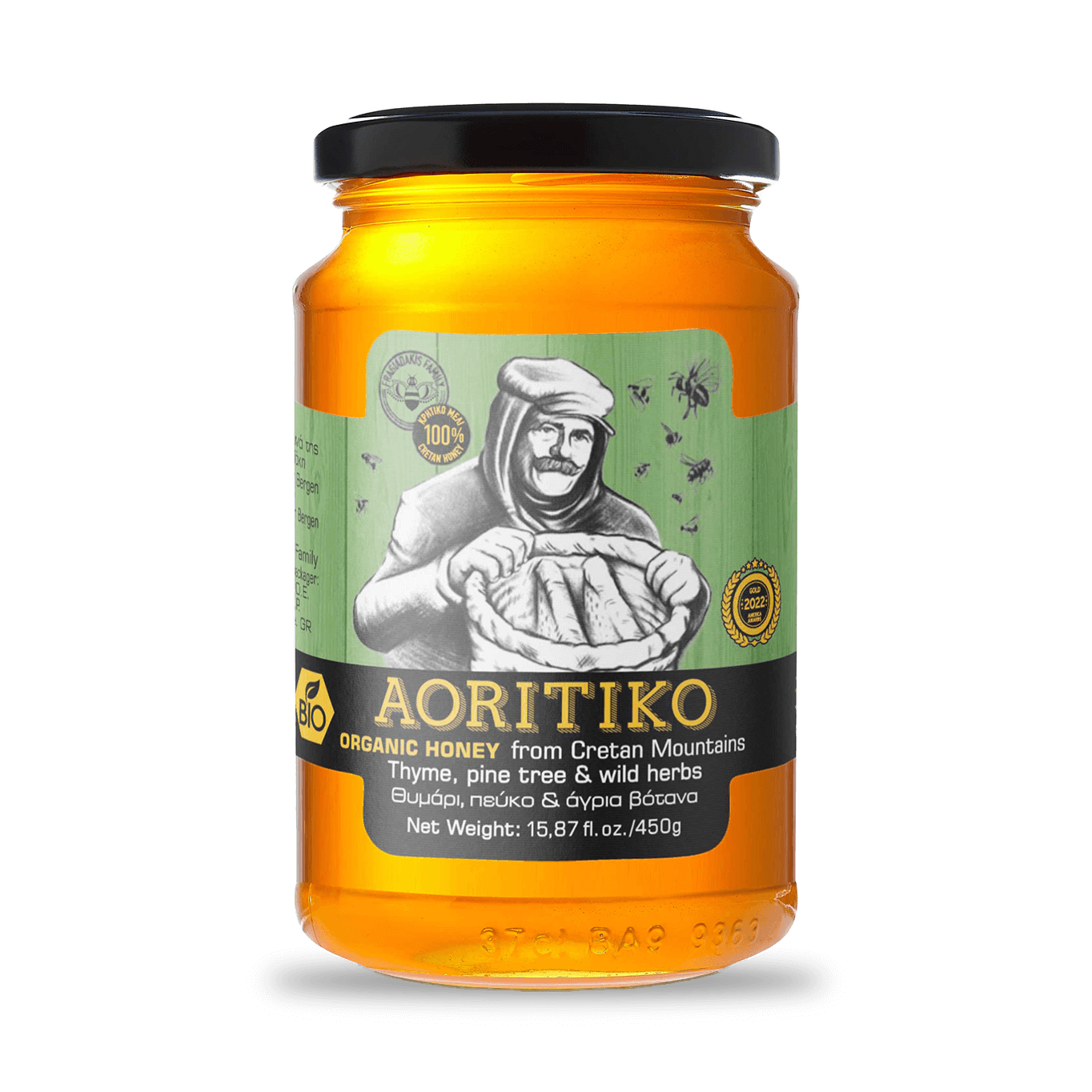 AORITIKO - BIO - 100% Κρητικό μέλι, Θυμάρι, Πεύκο & άγρια βότανα - 450gr