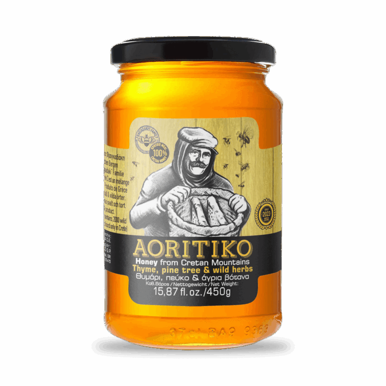 AORITIKO - 100% Κρητικό μέλι, Θυμάρι, Πεύκο & άγρια βότανα - 450gr