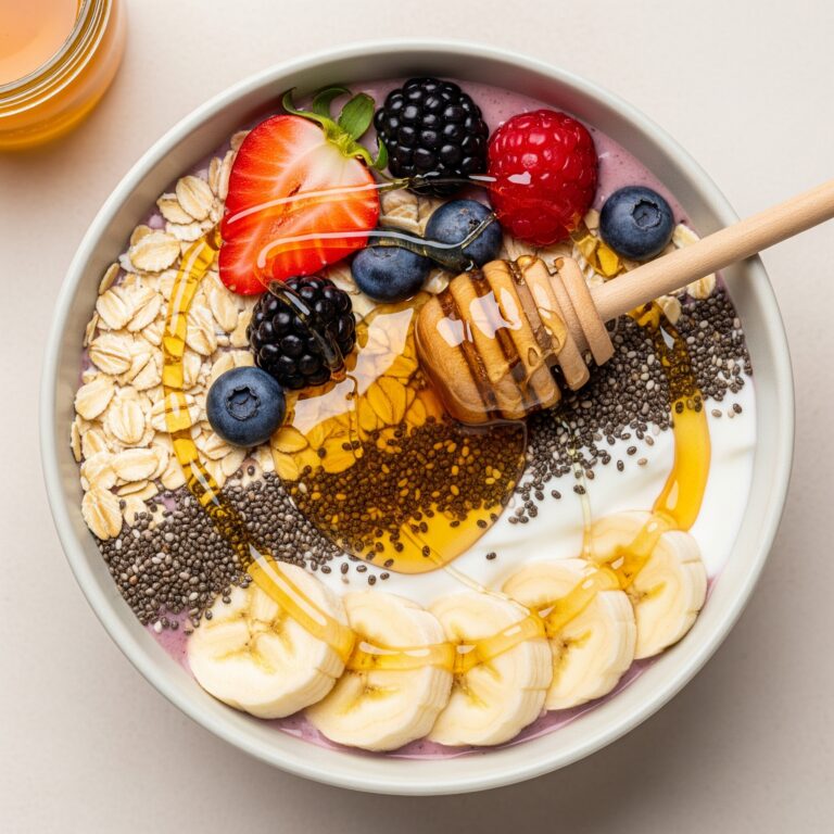 Smoothie bowl με μέλι, μπανάνα, βρώμη και chia
