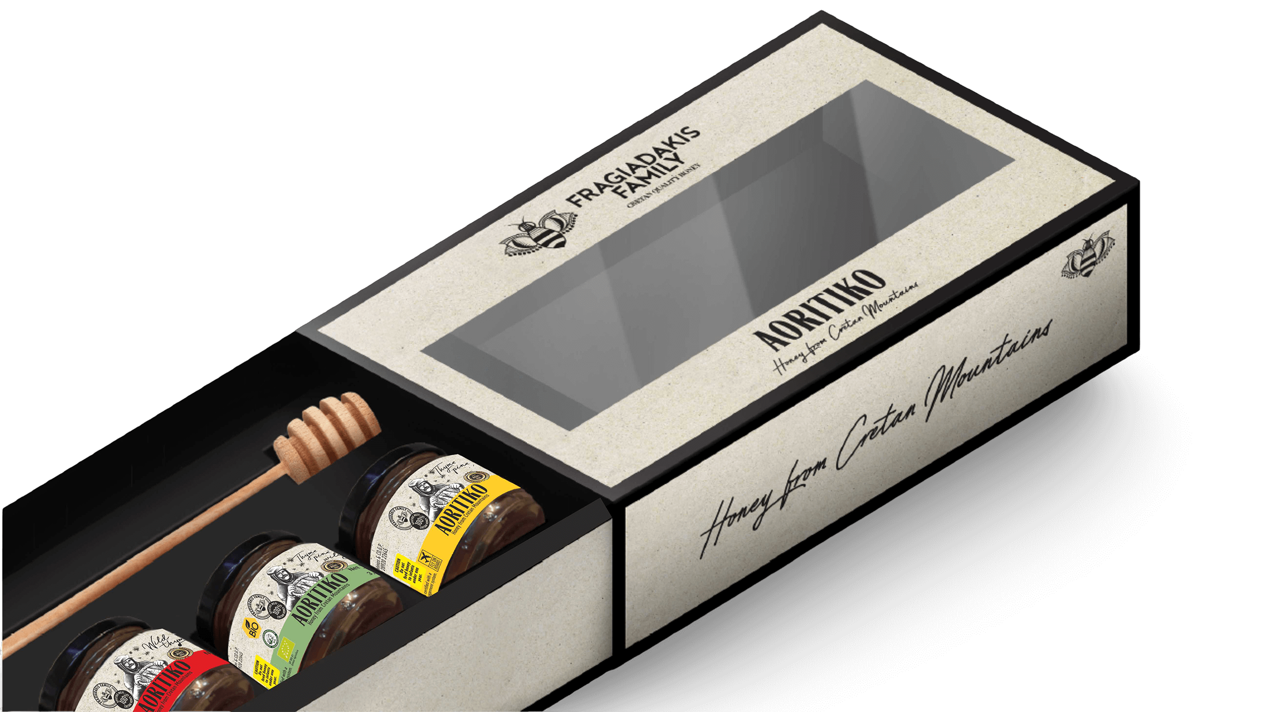 Gift Box - Συλλογή Κρητικών μελιών με ξυλάκι γευσιγνωσίας